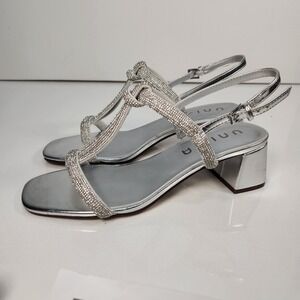 Unisa Unvencie Womens Sandal Sizw 8.5M Silver Rhinestone Strappy‎ Block Heel